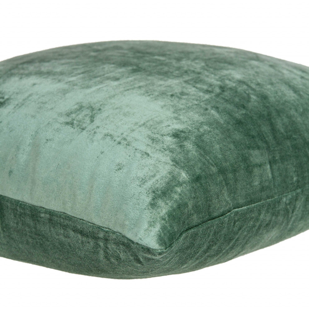 HomeRoots 20" x 0.5" x 20" Transitional Green Solid Pillow Cover