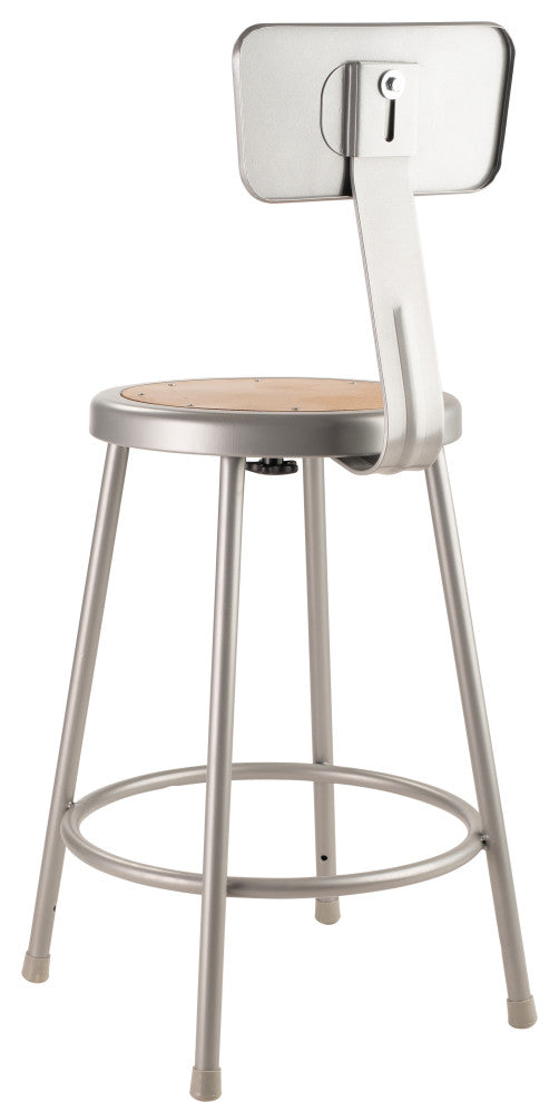 NPS 24"Heavy Duty Steel Stool With Backrest, Grey