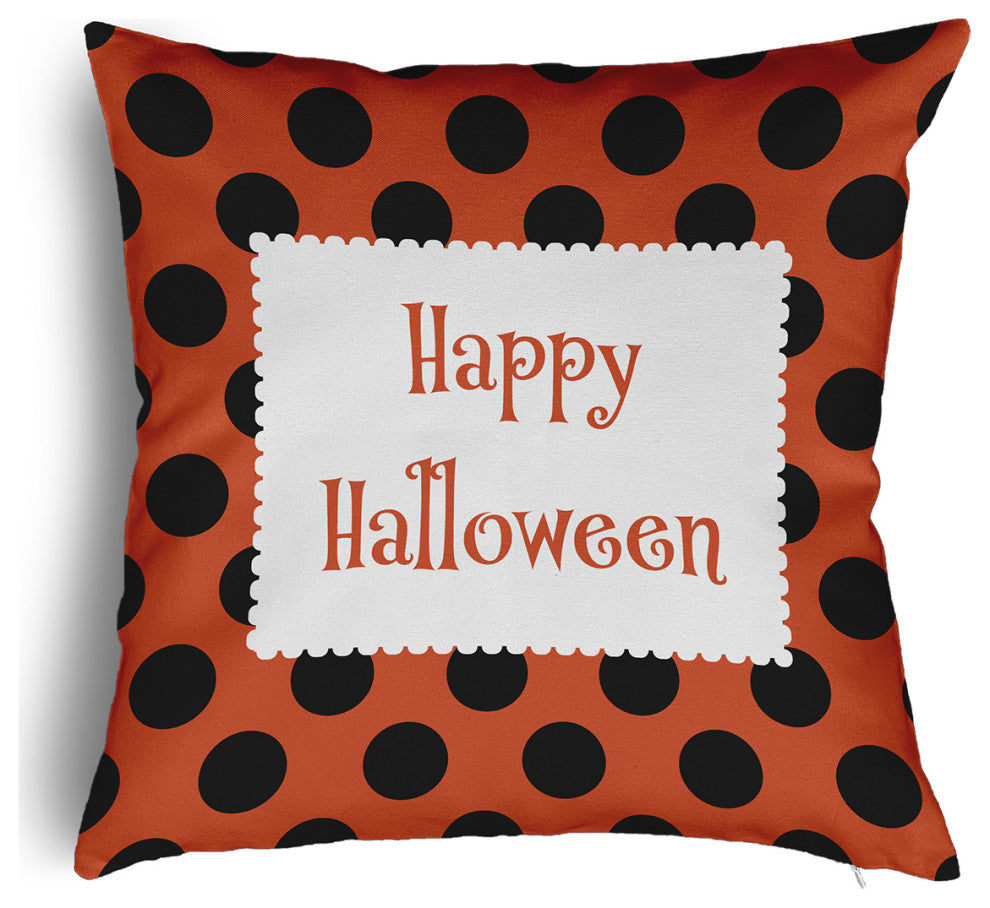 Happy Halloween Dots Accent Pillow Removable Insert, Harvest Orange, 18"x18"