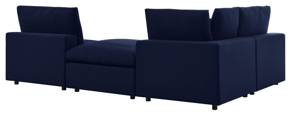 Modular Sectional Deep Sofa Chair Set, Sunbrella, Blue Navy, Outdoor Patio