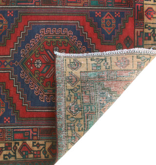 Fine Vintage Distressed Carolynn Navy/Red Runner, 3'3x10'5