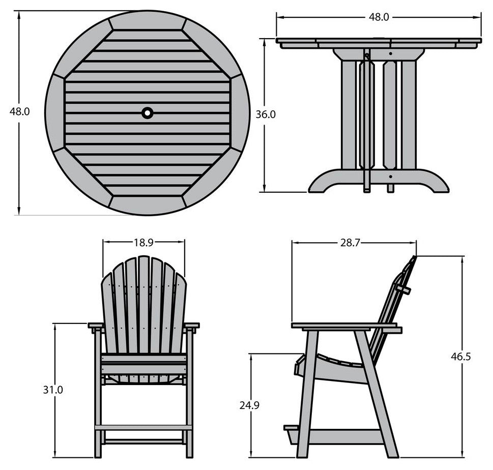 Hamilton 5-Piece Round Counter-Height Dining Set, Harbor Gray