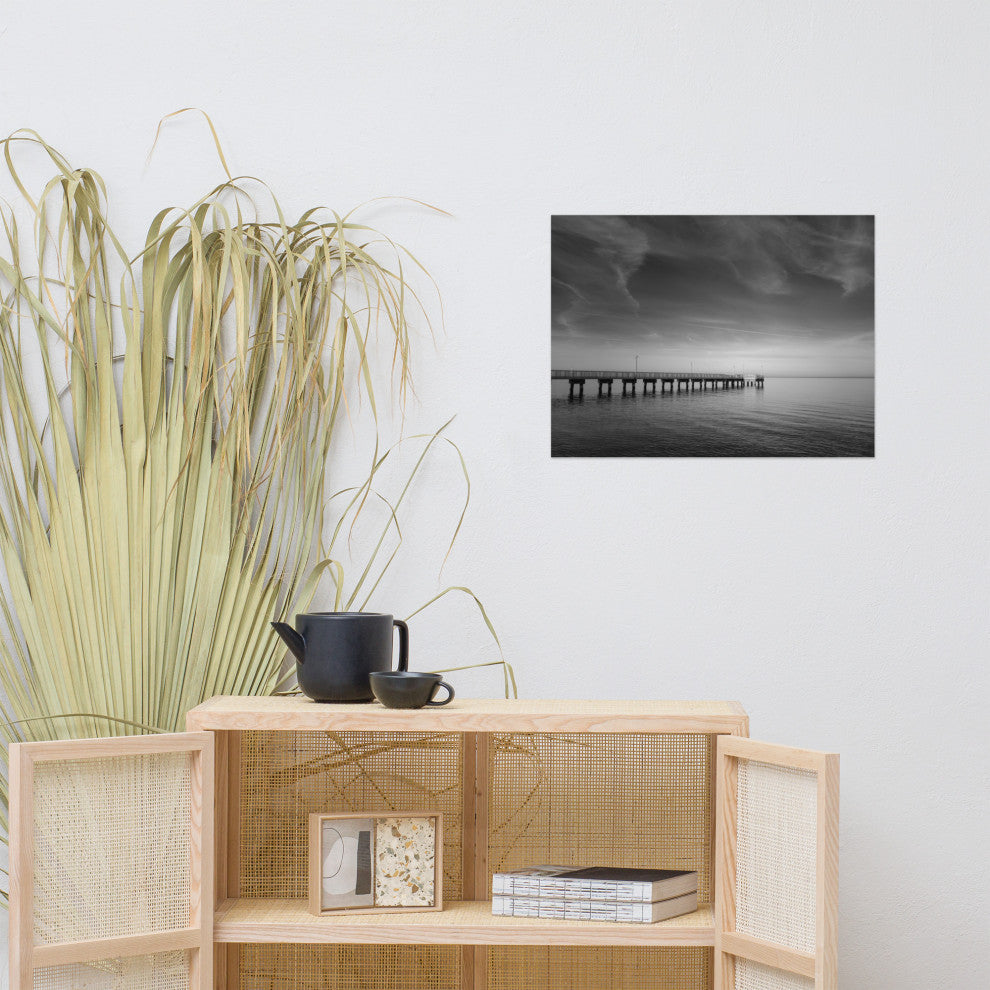 End of the Pier Landscape Photo, Beach Unframed Wall Art Print, 18" X 24"