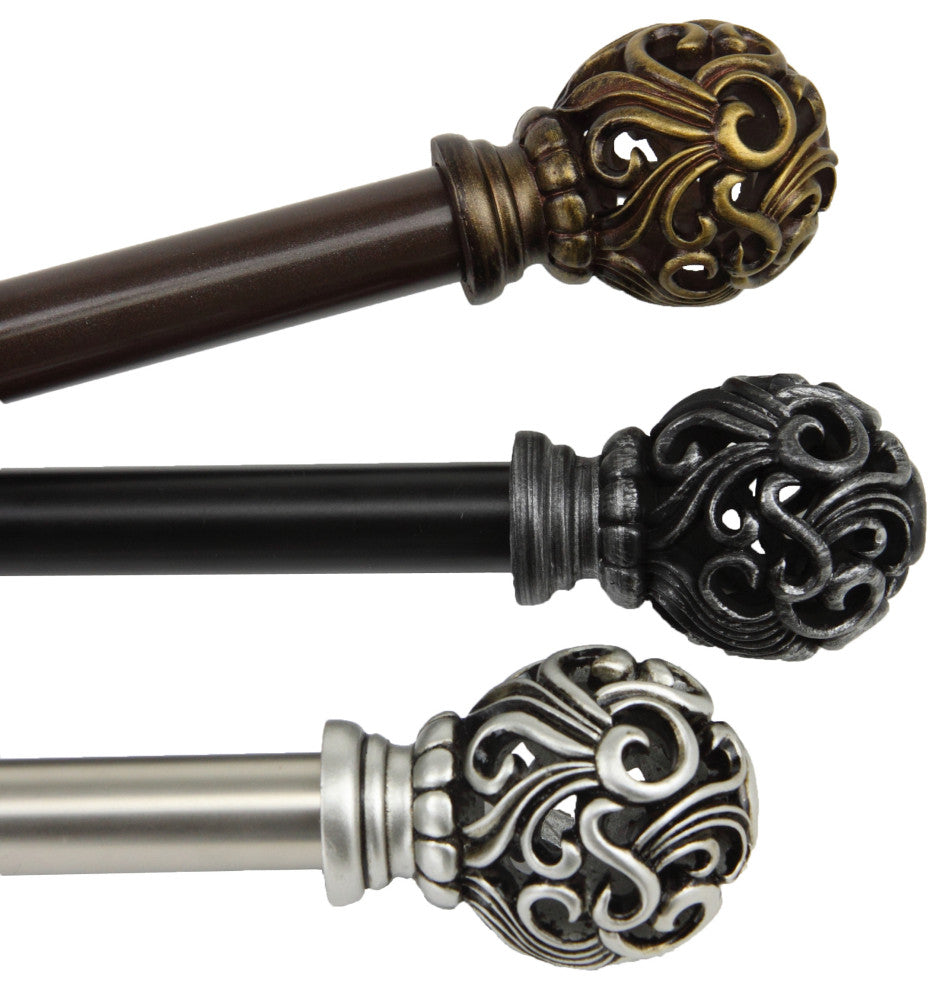 Laurie 13/16" Diameter Curtain Rod, Cocoa, 18-28"