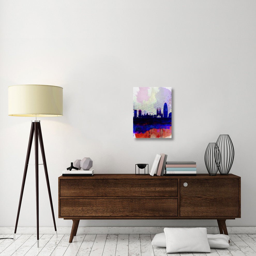"Barcelona Watercolor Skyline 2" Fine Art Print