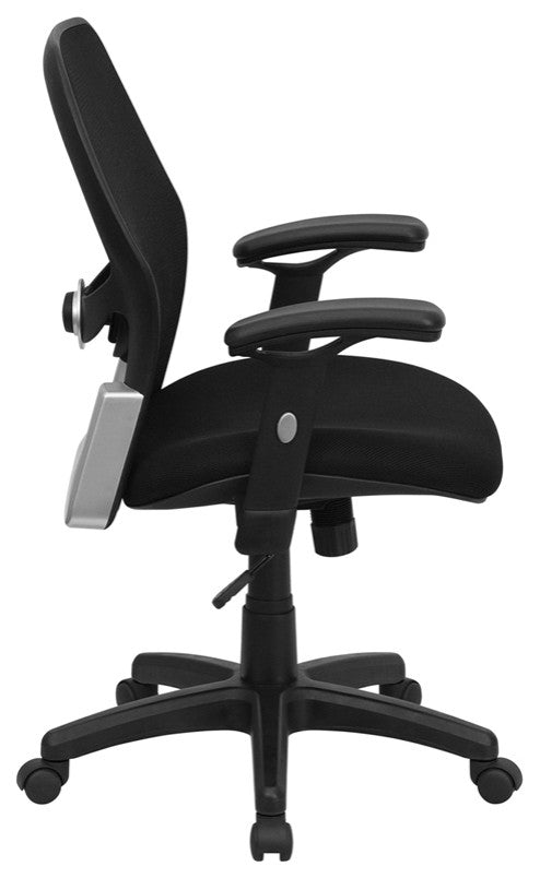 Flash Furniture Mid-Back Super Mesh Office Chair in Black