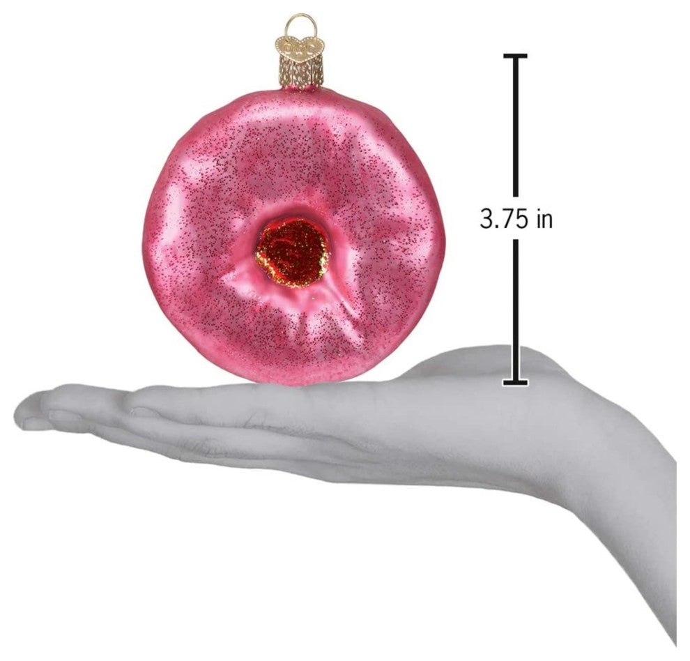 Old World Christmas Ornaments Pink Frosted Donut Glass Blown Ornaments