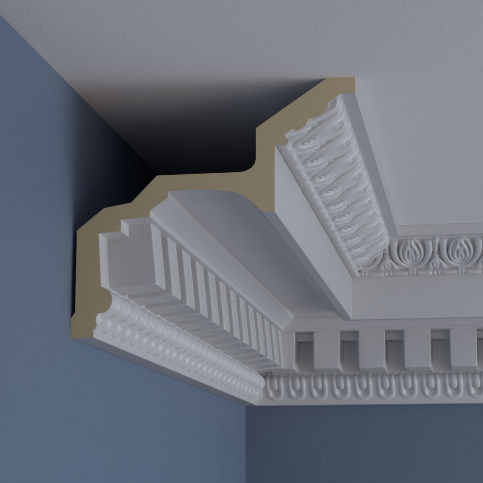 7 3/4"Hx8 3/4"Px11 3/4"Fx95 3/4"L, 5" Repeat, Dentil Crown Moulding