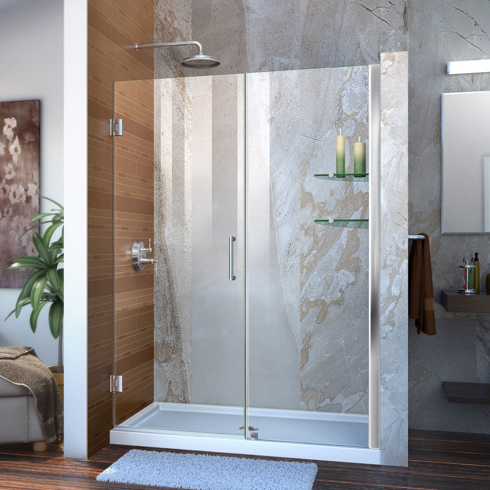 Dreamline Unidoor Min 53" To Max 54" Frameless Hinged Shower Door