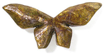 Knob 3.38"x1.5", Satin Stainless Novelty Bronze Butterfly Knob