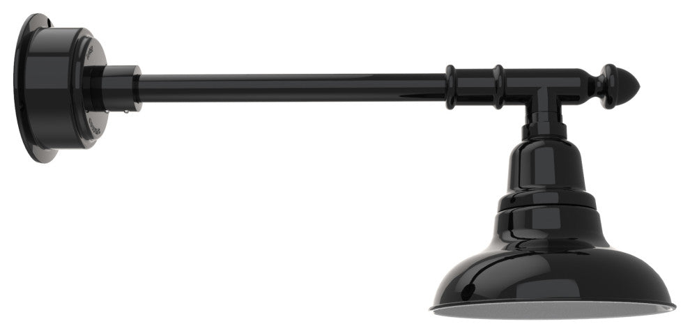 Gooseneck Barn Light With Vintage Arm, Black, 8"
