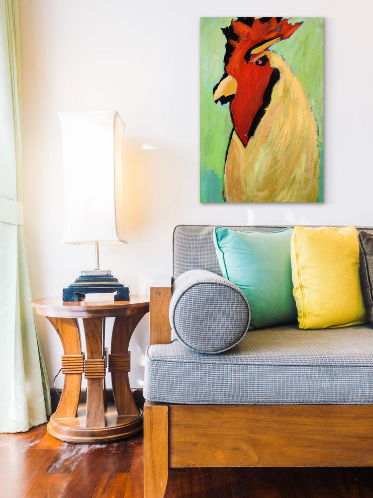 "Cock a Doodle Doo" Painting Print on Wrapped Canvas, 30"x45"