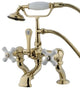 Kingston Brass 7" Deck Mount Tub Faucet With Hand Shower, Polished Brass