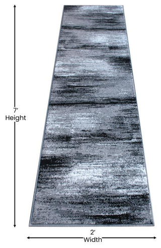 Rylan Collection Abstract Pattern Area Rug-Grey - 2' x 7'