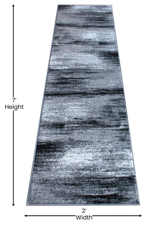 Rylan Collection Abstract Pattern Area Rug-Grey - 2' x 7'