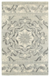 Cecilia Hand-tufted Wool Bordered Medallion Ash/Ivory Area Rug, 10'x13'