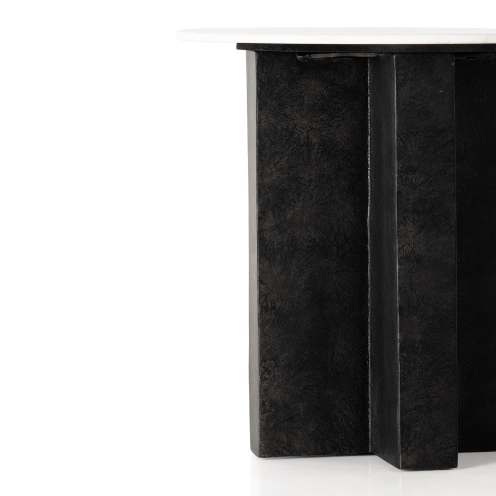 Terrell Round End Table-Plsh White