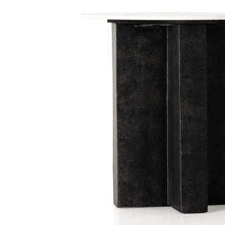 Terrell Round End Table-Plsh White