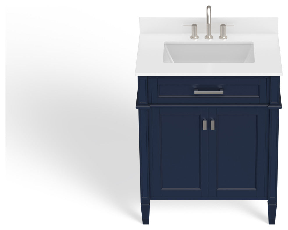 The Drew Bathroom Vanity, Navy Blue, 30", Single Sink, Freestanding