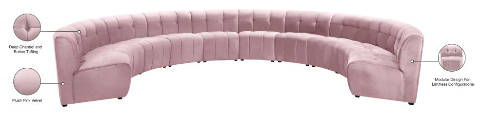 Limitless Velvet Upholstered 10-Piece Modular Sectional, Pink