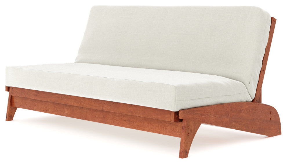 Dillon All Wood Wall Hugger Futon Frame, Warm Cherry, Queen
