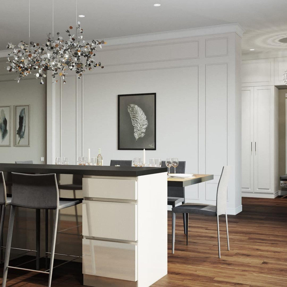 MIRODEMIÂ® Villeneuve-d'Entraunes | Nordic Chandelier in a Modern Style, Chrome, 3 Heads, Cool Light