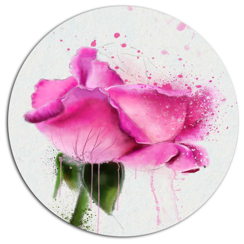 Beautiful Pink Rose Watercolor, Flower Round Wall Art, 36"