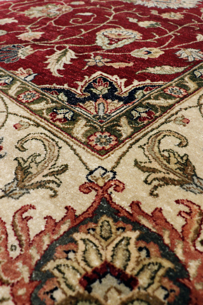 Pasargad Home Agra Collection Red Lamb's Wool Area Rug, 9'8"x13'3"
