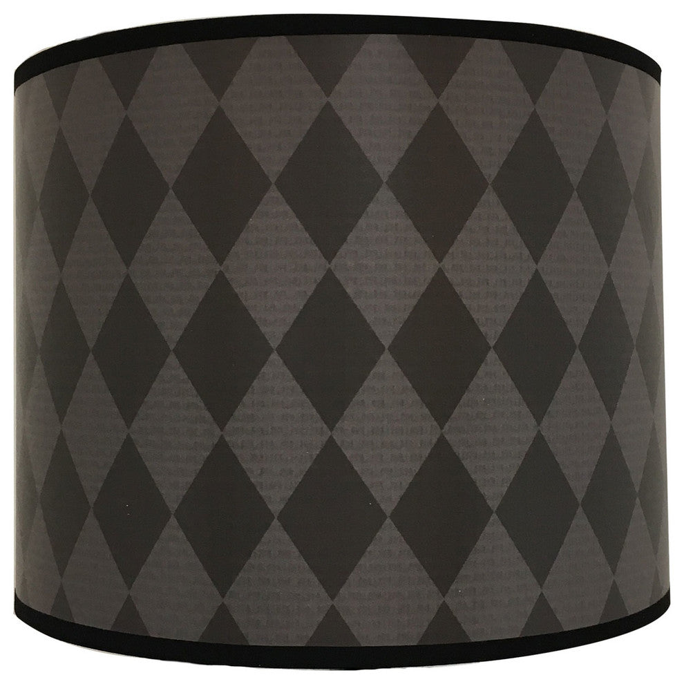 Black and Gray Diamond Pattern Hard Back Lampshade