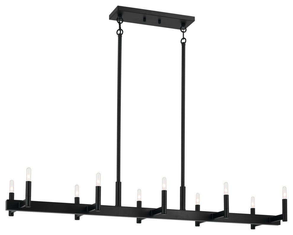 Erzo 50" 10 Light Linear Chandelier, Black