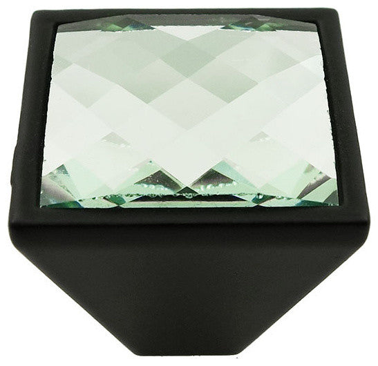 MultiFaceted Silver Snow Black Metal Square Frustum Knob