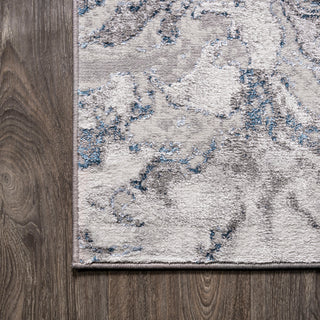 Swirl Marbled Abstract Area Rug, Gray/Blue, 4 X 6