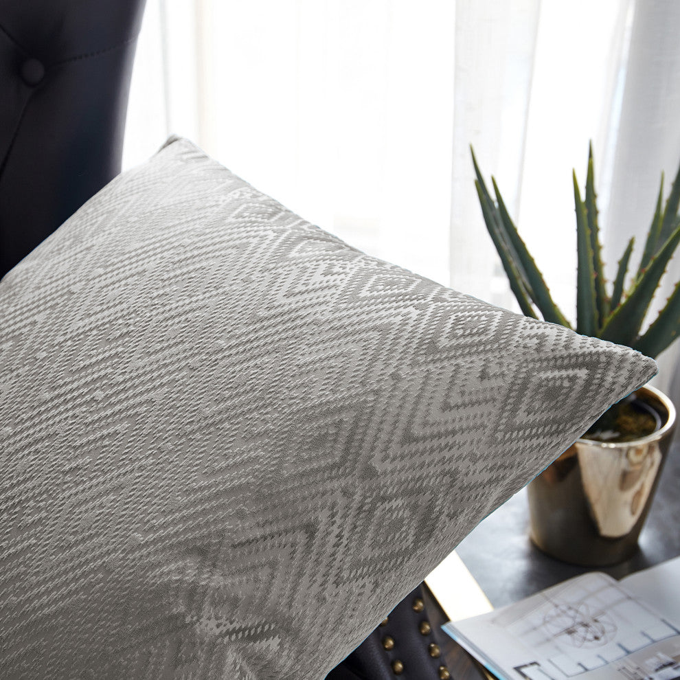 IKAT Velvet Pillow Shell Sets, Silver, 4 Piece 20" X 20"
