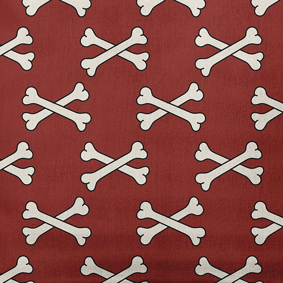 20"x20" Cross Bones Decorative Throw Pillow, Maple Red