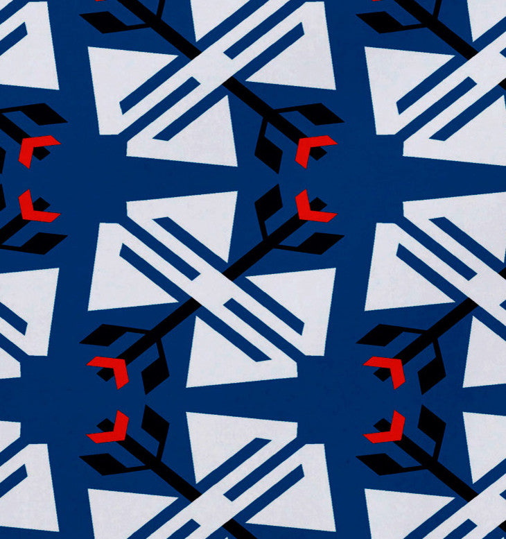 18"x14" Jodhpur Ditsy, Geometric Print Placemat, Blue, Set of 4