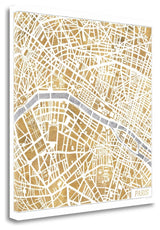 "Gilded Paris Map" By Laura Marshall, Giclee Print on Gallery Wrap Canvas
