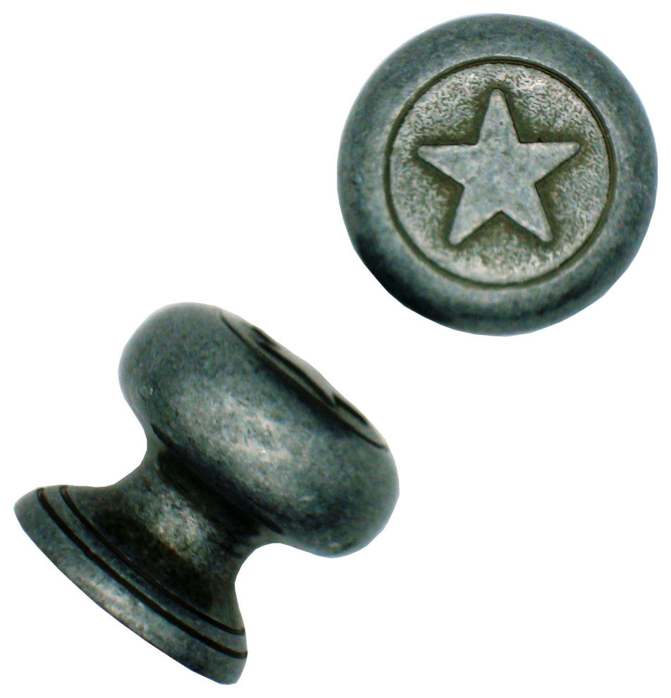 Raised Star Knob, Pewter