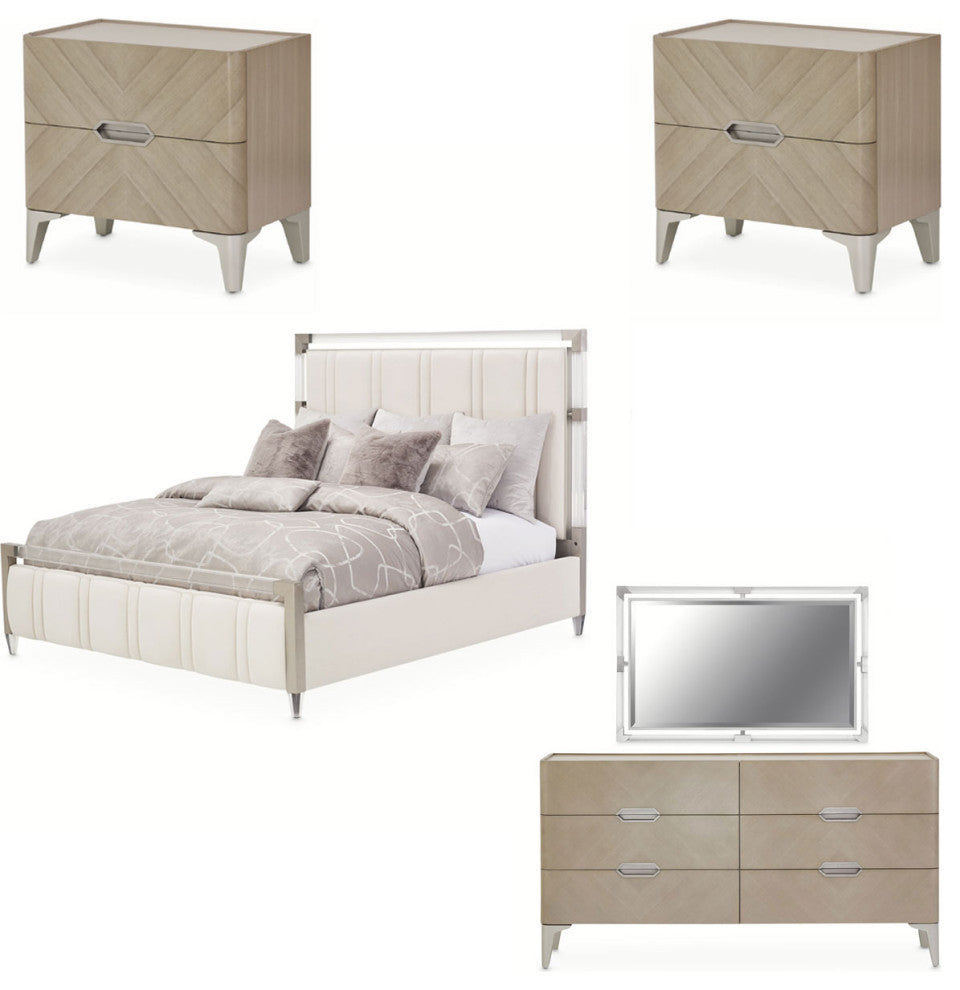 AICO Furniture Penthouse 5 Piece Queen Bedroom Set