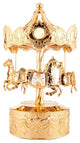 24K Gold Plated Music Box With Crystal Studded Carousel Horse Figurine