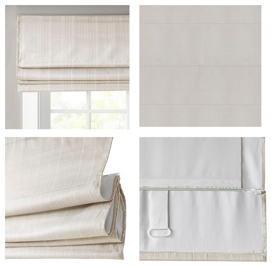 Madison Park Galen Basketweave Roman Shade, Ivory, 33"