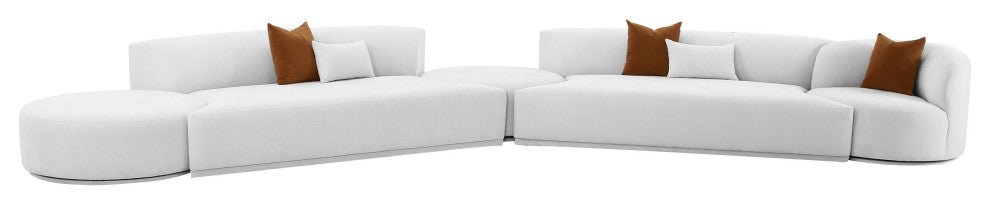 Fickle Grey Velvet 5-Piece Modular Chaise Sectional - Grey
