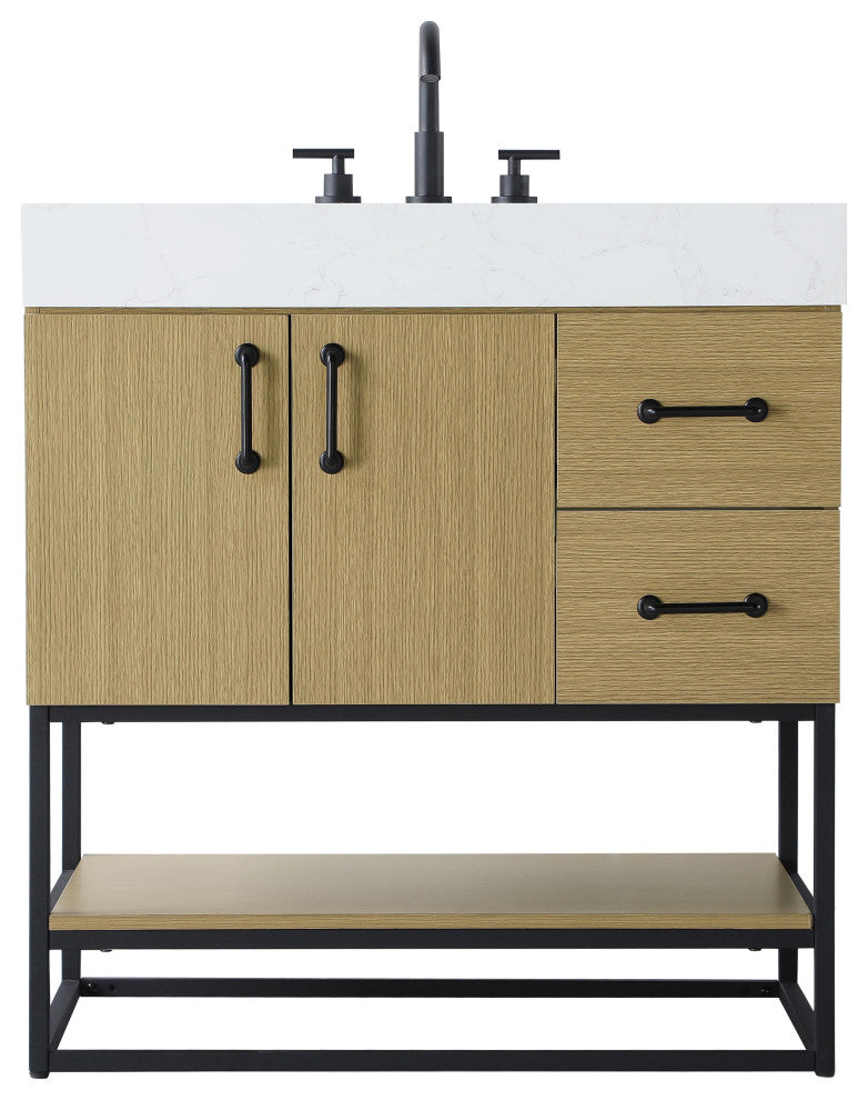 Home Living 32" Single Bathroom Vanity, Honey Brown