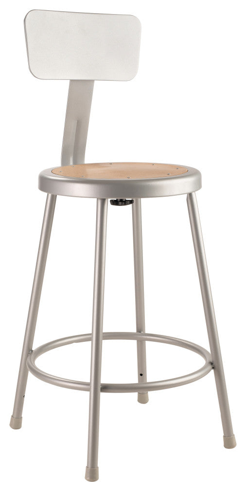 NPS 24"Heavy Duty Steel Stool With Backrest, Grey