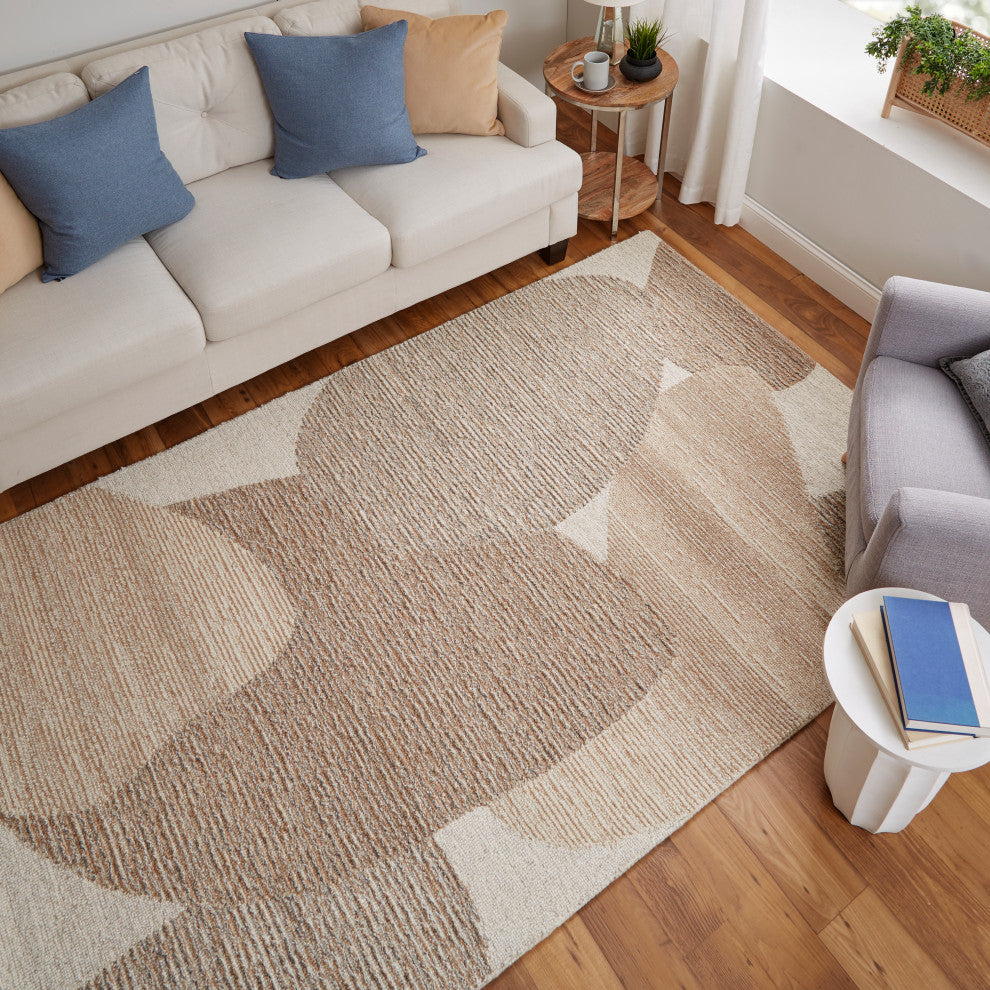 Middleton Modern Watercolor, Brown/Tan/Ivory, 5'x8' Area Rug