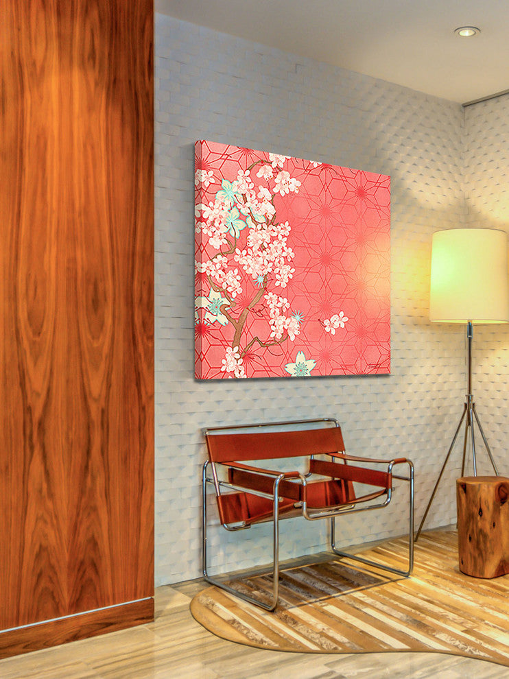 "December Cherry Blooms" Painting Print on Canvas by Evelia