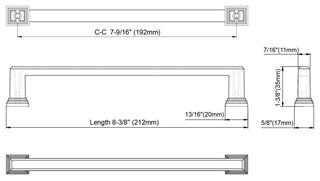 Dowell Series 3011 Handles, 192mm/7.6" CTC, Brushed Nickel, 5-Pack