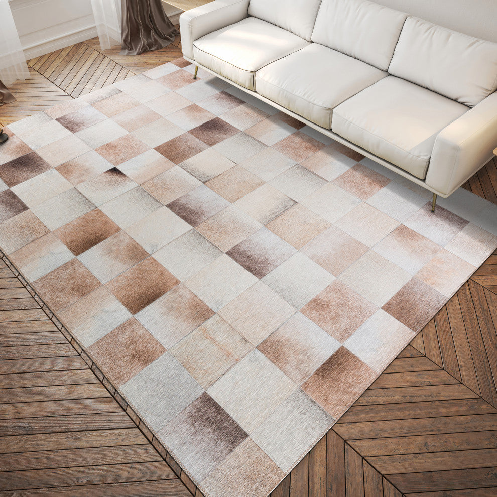 Indoor/Outdoor Stetson SS10 Khaki Machine Washable 5' x 7'6" Rug