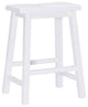 Linon Beamon 24" Sturdy Wood Backless Saddle Seat Counter Stool in Pure White