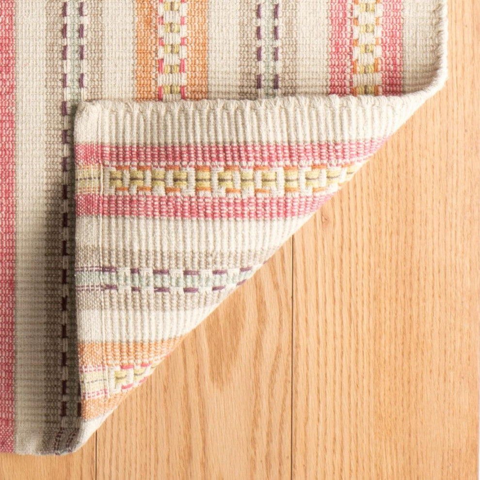 Kit Kemp x Dash & Albert Long Slade Spice Handwoven Cotton Rug, Multi, 8' x 10'