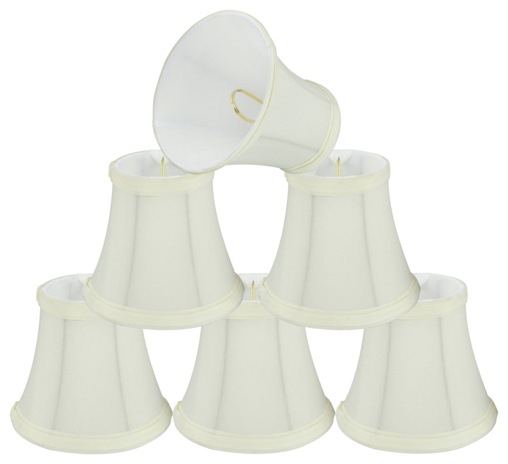 Small Bell Chandelier Clip On Lamp Shade Off White 3"x5"x4.5", Set of 6